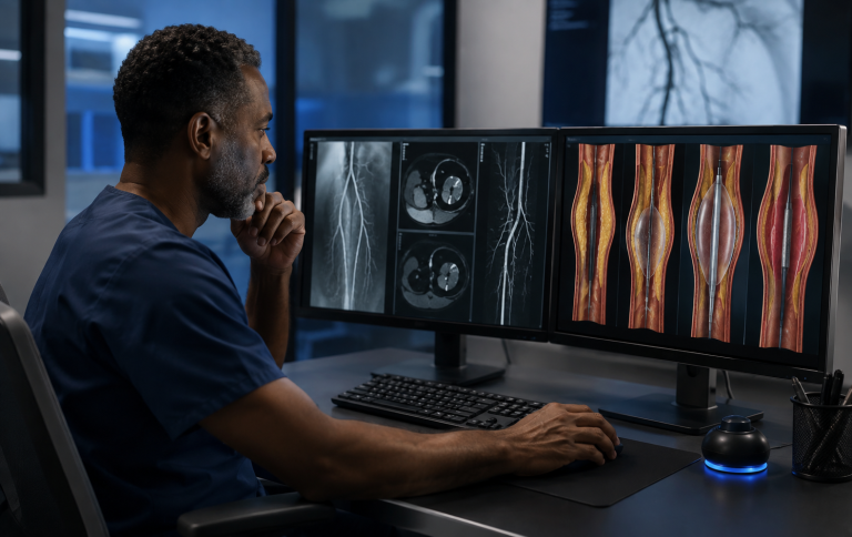 Vascular physician planning PAD procedure